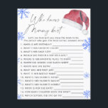 Santa hat - Vem vet mamma bäst<br><div class="desc">Vinterbabyduschen! Jul baby! Vattenfärgshatt! Inbjudan dina gäster med den här vattenfärgen Santa hat och snöflingor - inbjudan till elegant för babydusch. Matchande objekt är tillgängliga.</div>