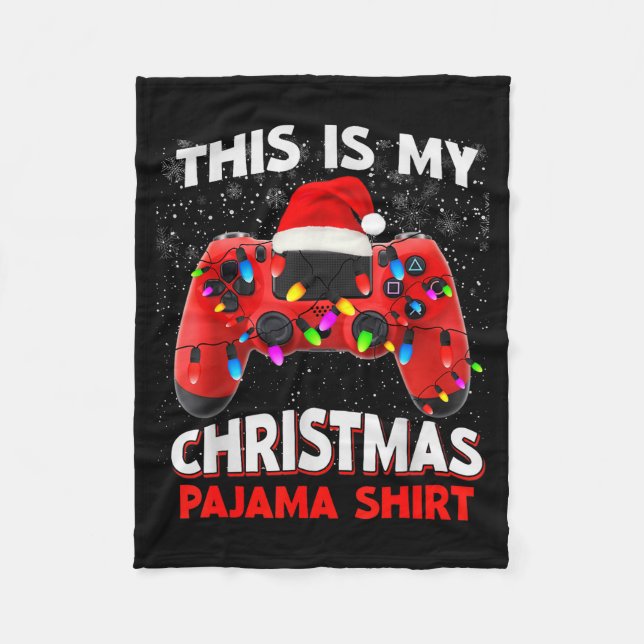 Santa Hat Video Gamer Shirt, This Is My Christmas  Fleecefilt (Framsidan)
