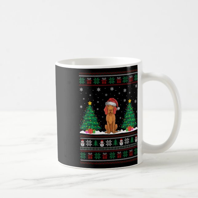 Santa Hat Vizsla Hund Julgran Ljus Ugly Sw Kaffemugg (Höger)