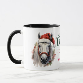 Santa Hat White Horse jul Mugg