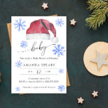 Santa hat Winter babydusch Inbjudningar<br><div class="desc">Inbjudan dina gäster med den här vattenfärgen Santa hat och snöflingor - inbjudan till elegant för babydusch. Använda designen verktyg för att redigera texten,  ändra teckensnittet färg och stil för att skapa en unik inbjudan av typen inbjudningsdesign.</div>