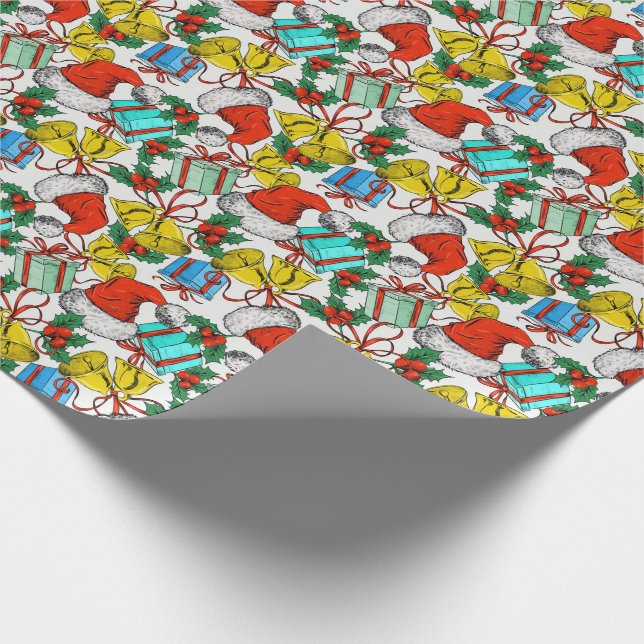 Santa Hats, Gifts och Klockor Presentpapper (Hörn)