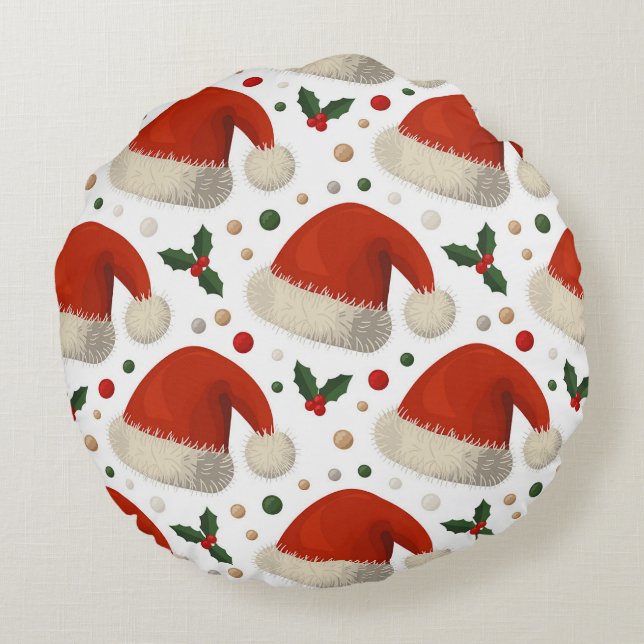 Santa Hats Rund Kudde (Baksidan)