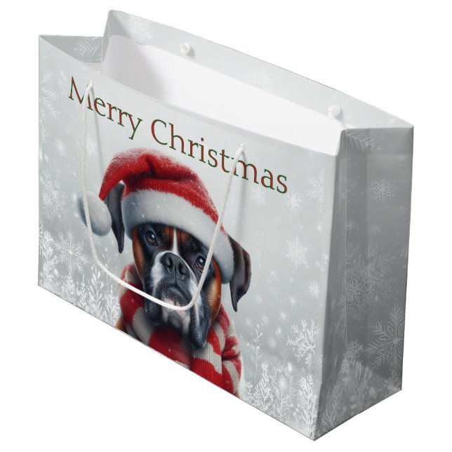 Santa Hatt Boxer Hund Jul (Framsidan Vinklad)