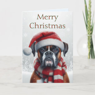Santa Hatt Boxer Hund Jul Helgkort