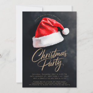 Santa Hatt Festiv Svart Julfest Inbjudningar