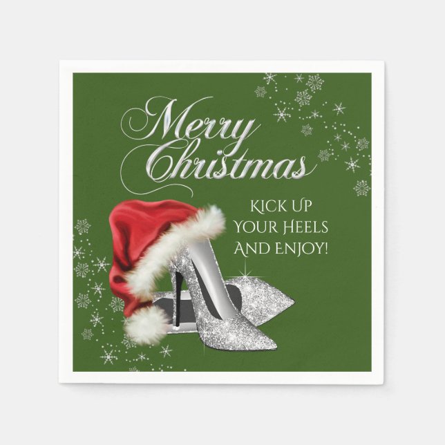 Santa Hatt Högt Klacksko Julfest Pappersservett (Framsidan)