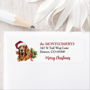 Santa Hatt Irish Setter Jul Returadress Etikett