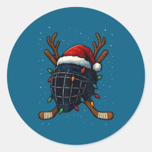 Santa Hatt Jul Ishockey Hjälm Spelare Ren Runt Klistermärke