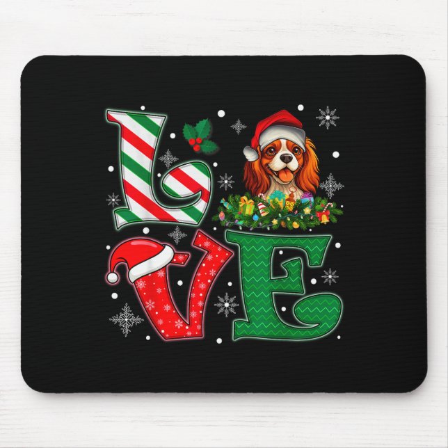 Santa hatt Kärlek Cavalier King Charles Spaniel Hu Musmatta (Framsidan)