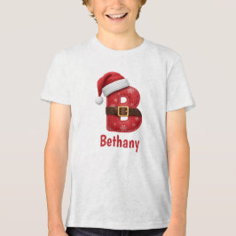 Santa hatt monogram bokstav B jul alfabet T Shirt