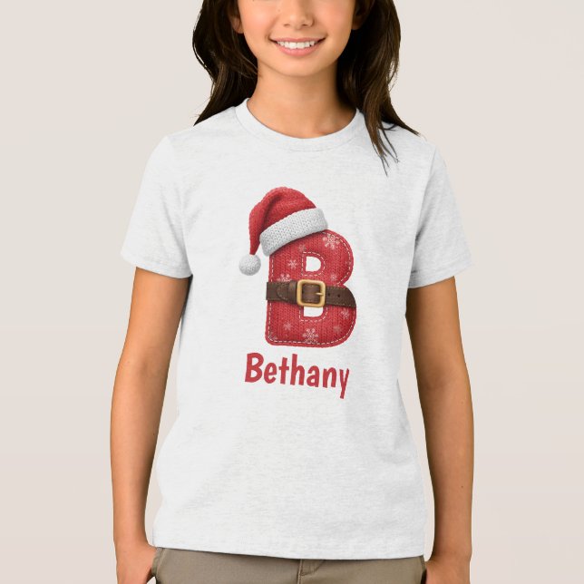 Santa hatt monogram bokstav B jul alfabet	 T Shirt (Framsida)