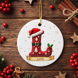 Santa Hatt Röd Jul Brev L Namn Julgransprydnad Keramik
