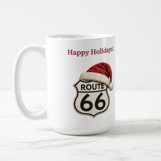 Santa Hatt Route 66 Julkaffe Glädje Kaffemugg (Vänster)