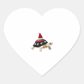 Santa hatt sköldpadda - Vintage havssköldpadda jul Hjärtformat Klistermärke