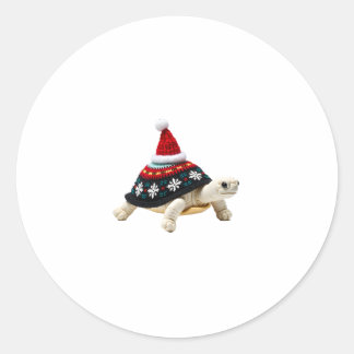 Santa hatt sköldpadda - Vintage havssköldpadda jul Runt Klistermärke