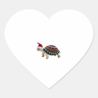 Santa hatt sköldpadda - Vintage havssköldpadda Xma Hjärtformat Klistermärke