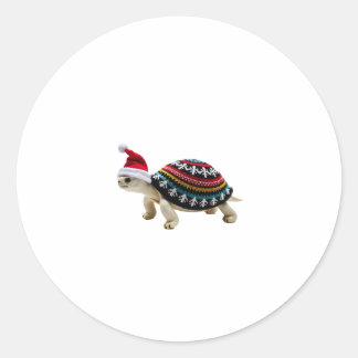 Santa hatt sköldpadda - Vintage havssköldpadda Xma Runt Klistermärke