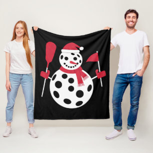 Santa Hatt Snömannen Familj Jul Matchande Pickleba Fleecefilt