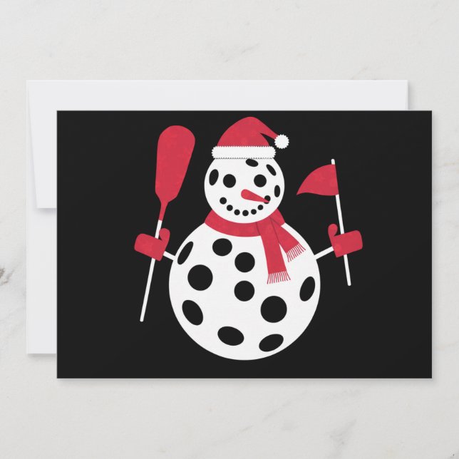 Santa Hatt Snömannen Familj Jul Matchande Pickleba Julkort (Framsida)
