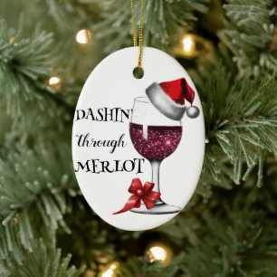 Santa Hatt Vinglas Ornament - Keramik för Vinkänna