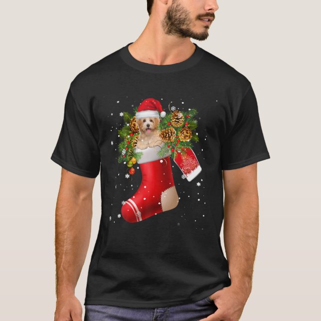 Santa Havanese In Christmas Sock Pajama T Shirt (Framsida)