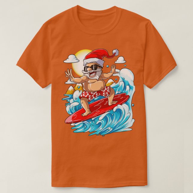 Santa Hawaiian Surfing jul, Surfa Hawai T Shirt (Design framsida)