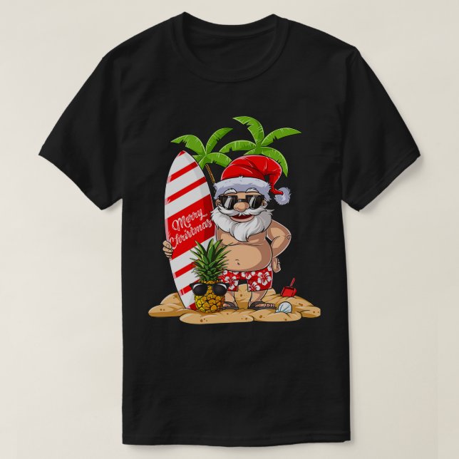Santa Hawaiian Surfing jul, Surfa Hawai T Shirt (Design framsida)