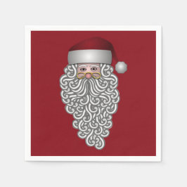 Santa Head med Curly Beard Red Pappersservett