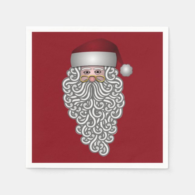 Santa Head med Curly Beard Red Pappersservett (Framsidan)