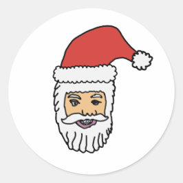 Santa Head Round Sticker Runt Klistermärke