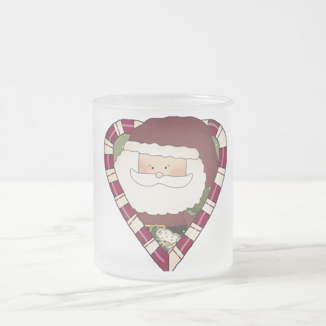 Santa Heart Helgdag Tshirts och Gifts Frostad Glasmugg (Center)