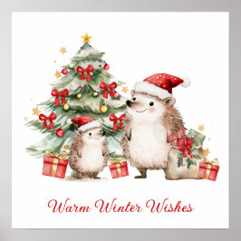 Santa Hedgehog Christmas Wishes  Poster