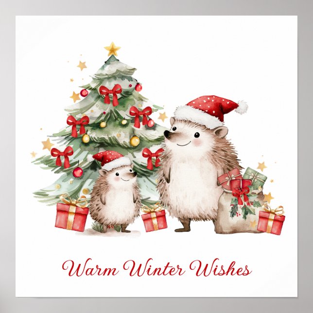 Santa Hedgehog Christmas Wishes  Poster (Framsidan)