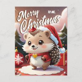Santa Hedgehog God jul till mig Hälsning Vykort