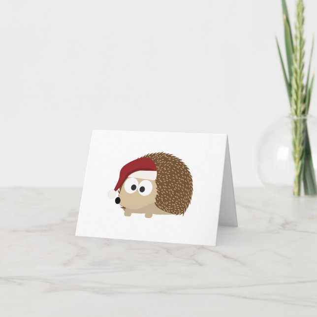Santa hedgehog helgkort (Framsida)