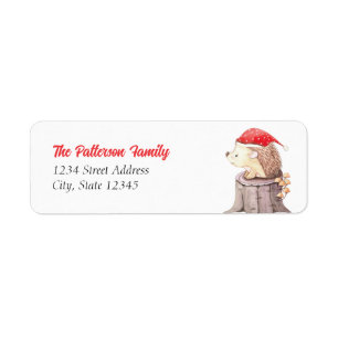Santa Hedgehog jul Returadress Etikett