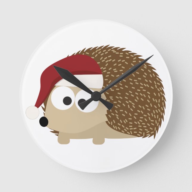 Santa hedgehog rund klocka (Framsida)