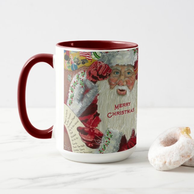 Santa Helgdag 15 oz Classic Mugg som kontrollerar  (Med munk)