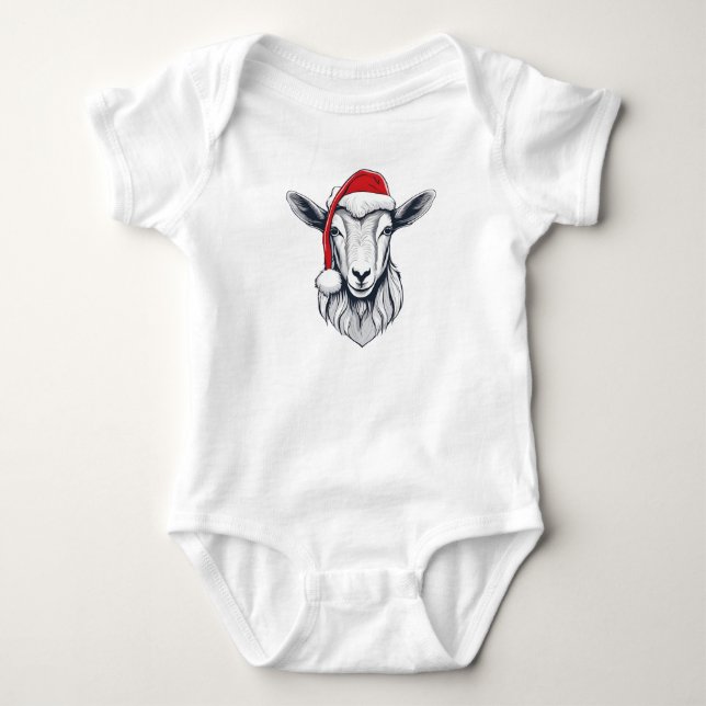 Santa Helgdag Goat Santa Hat jul Goat T Shirt (Framsida)
