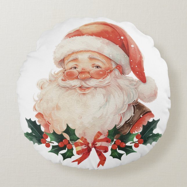 Santa Helgdag Rund Kudde (Framsidan)