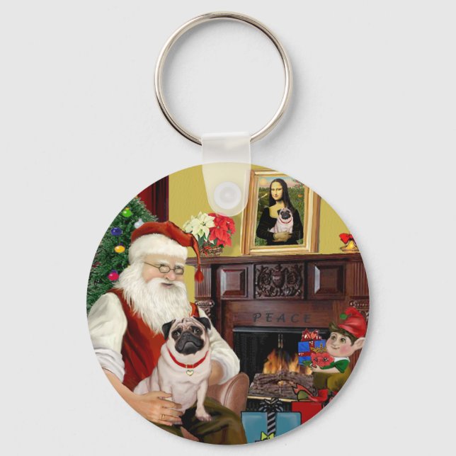 Santa hemma - Mops #5 Nyckelring (Framsida)