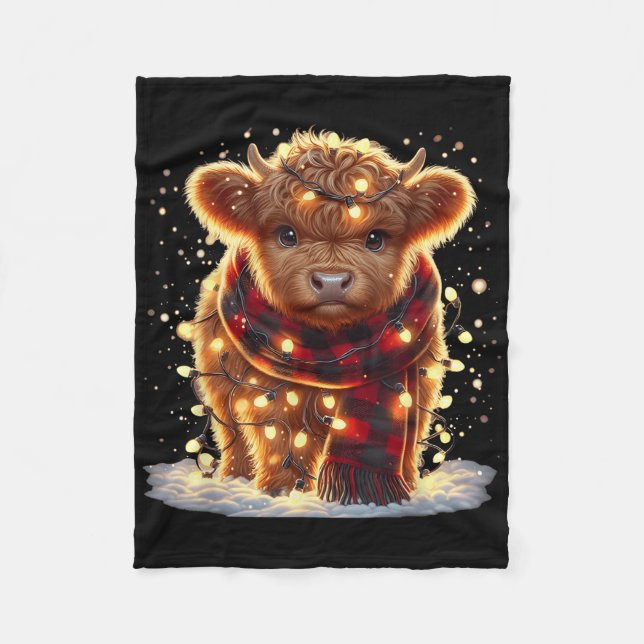 Santa Highland Cow jul Julafton Baby Wooly Farm Fleecefilt (Framsidan)