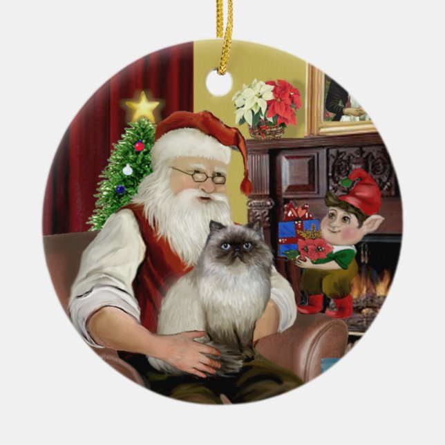 Santa - Himalayansk katt 7 Julgransprydnad Keramik (Framsidan)