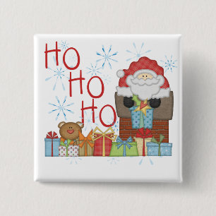 Santa Ho Ho Ho Ho Tshirts och Gifts Knapp