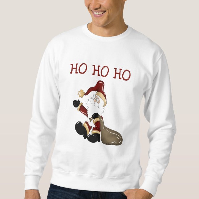 Santa HO HO HO HO Tshirts och Gifts Lång Ärmad Tröja (Framsida)