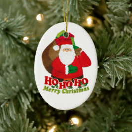 Santa HO HO HO-röd grönt och vit ornament