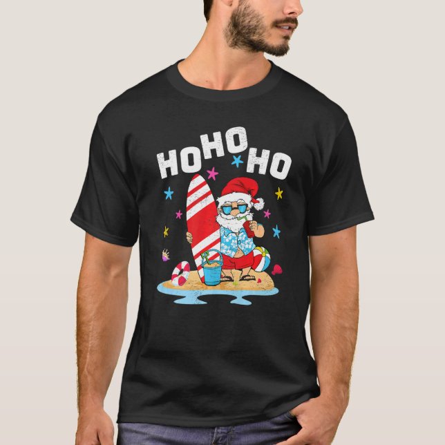 Santa Ho Ho Ho Sommar Surfing Santa Jul i J T Shirt (Framsida)