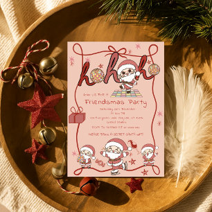 Santa Ho Ho Host Funny Friendsmas jul Party Inbjudningar