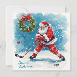 Santa Hockey Christmas Card  Julkort